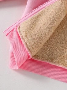 年轻女孩粉色保暖内衬夹克，休闲百搭，适合秋冬粉色拉链连帽衫 - 粉色 - 查看 4