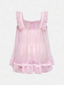 ROMWE Kawaii Sexy Sheer Baby Dolls Lingerie Set