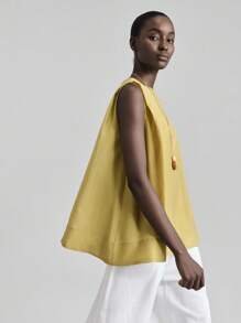 Ontre 2025秋季纯色圆领休闲度假无袖上衣，度假上衣，沙滩上衣，派对上衣，基本款上衣，节日上衣，社交上衣，女士派对上衣，百搭日常通勤，音乐节，商务休闲女士基本款上衣，女士办公室服装