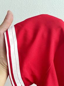Coolane Áo sơ mi croptop họa tiết thể thao đường phố dành cho nữ - Đỏ - Xem 7