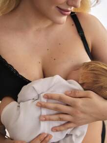 Moonlight&Mama Plus Size Women's Solid Color Contrast Lace Nursing Bra - Black - View 2