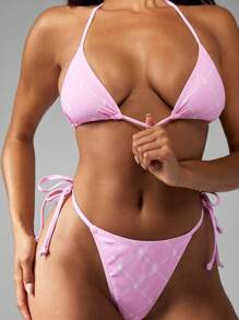 Missguided x Playboy 夏季三角比基尼套装海滩度假装可调节系带侧分体泳衣度假泳池沙滩装