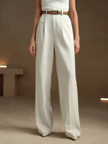 Anewsta 黑色宽松直筒西装裤，通勤都市时尚