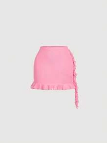 SHEIN MOD 2pcs Women Hot Pink 3D Flower Set ,Club Outfits,Concert Women Outfit,Pink Outfit,Going Out Sets,Old Money Outfits,Festival Set,Back To School, Pink Mini Dress - Pink - View 6