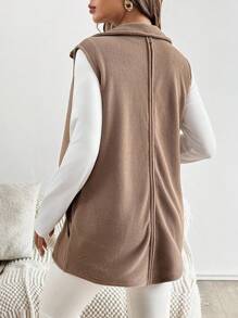 SHEIN Autumn And Winter Maternity Simple Solid Zip-Up Stand Collar 3-In-1 Jacket - Brown - View 2