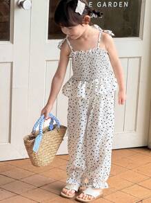 SHEIN 年轻女孩黑白碎花无袖连体裤，休闲日常穿着 - 彩色 - 查看 4