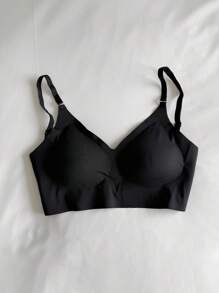 DAZY 女士可调节肩带纯色文胸 - 黑色 - 查看 9