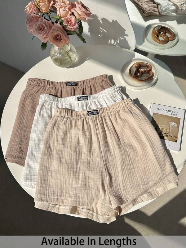 SHEIN PETITE CURVE Set de 3 shorts casuales holgados de talla grande, multicolor