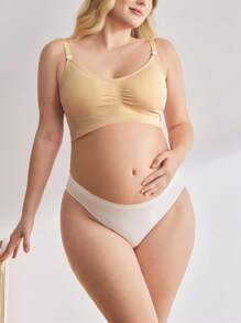 BloomMama Sujetador de lactancia con diseño de busto plisado de unicolor para maternidad de talla grande