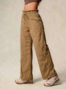 OutZeal 女士户外裤 露营徒步 防水抽绳腰带 轻便阔腿带口袋 - 駝色 - 查看 11