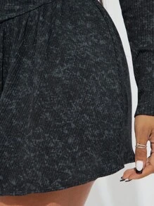 SHEIN SXY Váy mini giặt phong cách đường phố Y2K, tay dài - Màu xám đen - Xem 6