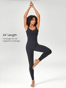 GLOWMODE 24" FeatherFit™ Sweetheart Open U-Back Jumpsuit Bodysuit Low Impact Yoga Daily