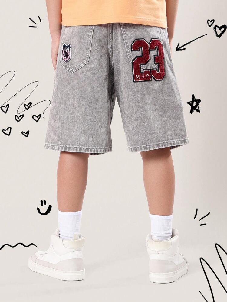 Denim Bermuda Shorts With MVP Number Badge
