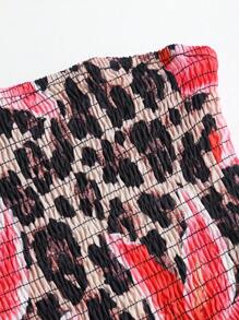 SHEIN Sweetro Bộ đồ hai mảnh thêu họa tiết da báo và chân váy nhiều lớp Y2K Outfit - Màu Hồng  Dưa hấu - Xem 3