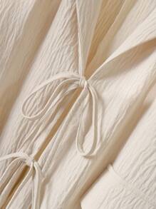 CosyJoli Plus Size Women Summer Solid Color Textured Front Tie Batwing Sleeve Blazer And Shorts Set,Teacher Outfits For Women