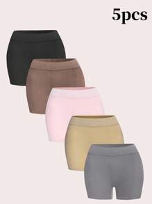 SHEIN 5pcs/Set Women's Seamless Shorts - Multicolor - View 3
