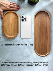 1pc Wooden Tray, Dinner Plate, Multi-Purpose Serving Platter, Suitable For Home, Restaurant And Party Use, Breakfast Tray, Cake Tray, Bread Tray, Kitchen Tray, Tea Set Tray,Kitchen,Christmas Gift - Bronze - View 6