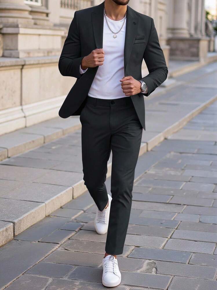 mens fashion formal dress men Manfinity Mode Men's Solid Color Suit Appropriate For Summer Casual Suits Suit For Men Business Casual Business Casual, Ceremony formal outfit for men