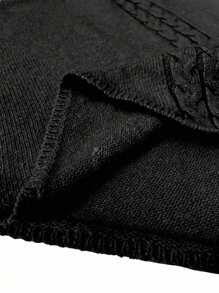 EMERY ROSE 女士加大码纯色针织纽扣领蝙蝠袖长袖高领斗篷毛衣，修身优雅，适合秋冬季节穿着。 - 黑色 - 查看 7