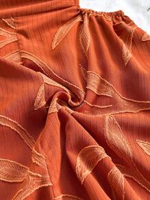 Soleia 女士度假露背系带镂空腰部宽松连体衣，波西米亚风，浪漫花卉，度假风 - 棕色 - 查看 8