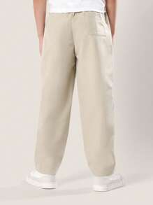 SUMWON 男童运动紧身尼龙运动裤，侧边条纹，休闲舒适，适合春秋季日常穿着，抽绳可调节，时尚有型，适合秋冬季节。 - 卡其色 - 查看 2