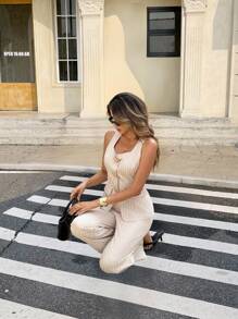 Serisse 女式两件套条纹无袖上衣和裤子