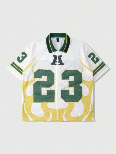 Prep Camisa deportiva con cremallera y ajuste recto de malla para hombres