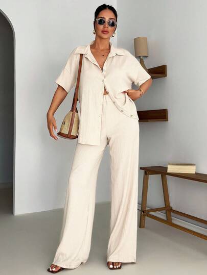 EURMUSE 2 Stücke reguläres Hemd und weite Hose