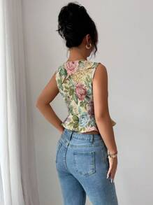 Elenzga Women's Elegant Sleeveless Cardigan, Embroidered Thick Fabric, Autumn