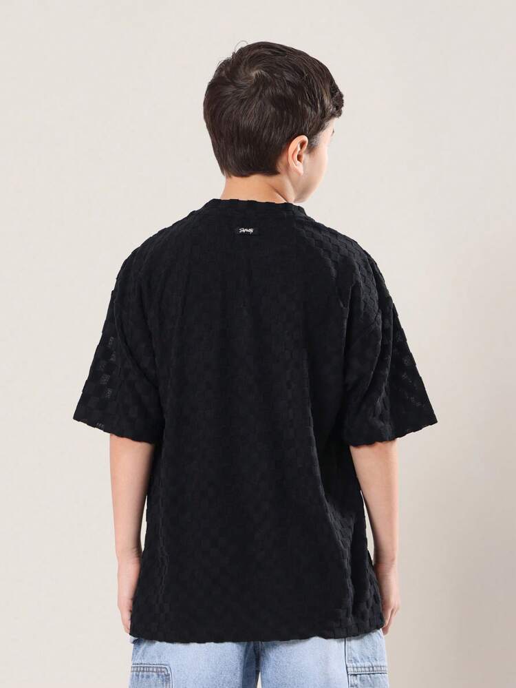 Fashion Forward Textured Checkered T-Shirt