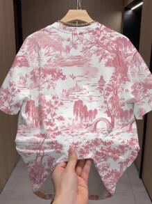 INAWLY 女士夏季风景图案修身T恤 - 白色 - 查看 2