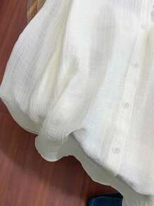 Breezaya 女士时尚休闲镂空蝴蝶结后背衬衫 - 杏色 - 查看 7