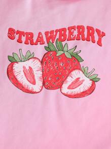 Bộ quần áo bé gái tay ngắn họa tiết dâu tây, nơ trang trí, thoải mái, ngọt ngào, thời trang, thích hợp mặc mùa hè. Bộ đồ trẻ em họa tiết dâu tây, quần áo trẻ em in hình dâu tây, quần short kẻ sọc hồng, quần áo mùa hè cho bé gái. - Hồng - Xem 7