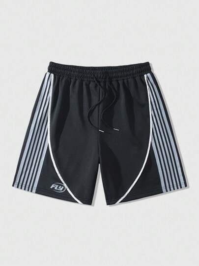 Prep Men's Striped Drawstring Waist Casual Loose Fit Shorts