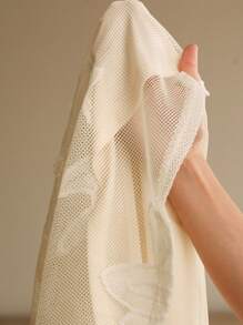 Anewsta 女士衬衫领镂空花卉蕾丝格子连衣裙，情人节，夏季海滩度假，新年装，春季，约会之夜 - 杏色 - 查看 14