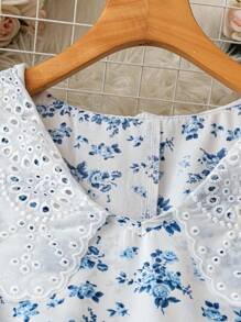 DreamSkyne Court Retro  Plus Size Women'S Color Block Collar & Floral Print Dress Vacation Beach Outfit