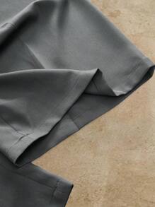 Manfinity BRENVOR 男士新款飘逸褶皱宽松休闲阔腿西装裤 - 煙灰色 - 查看 5