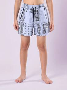 SUMWON 佩斯利花纹抽绳泳裤 夏季泳装 沙滩装 泳池度假运动装 节日冲浪风 短款休闲 - 彩色 - 查看 2