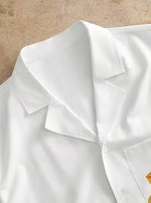 Manfinity VCAY Camisa de manga corta elegante con estampado para hombres, primavera/verano - Blanco - Ver 4