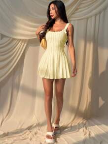 SHEIN EZwear Damen Lässiges Aprikose Gestricktes Pulloverkleid