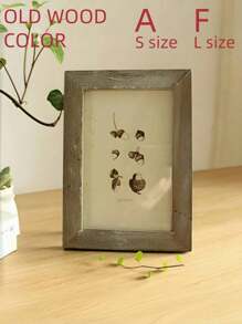 SHEIN 1pc Photo Frames, Rustic Wooden Picture Frames, Vintage 5-Inch Photo Holder, Farmhouse Style Wall Decor, Distressed Finish For Home & Office Display, Home Decor