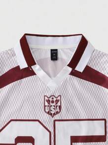 ROMWE MEN Prep Men's Short Sleeve Sports Jersey Polo Shirt - Red - View 3