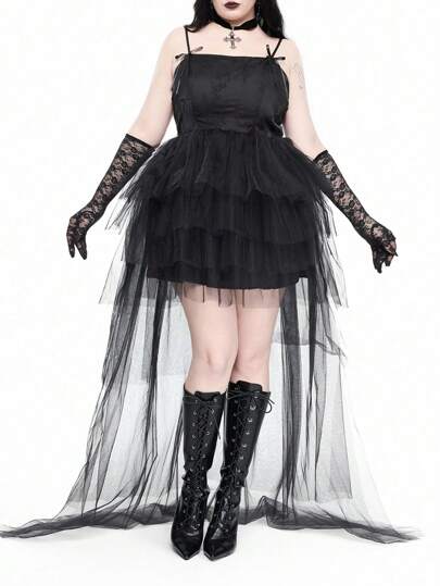 Vintage Gothic Style Front Short Back Long Women Dress