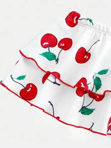 2 件樱桃印花双层蛋糕边少女内衣套装，可爱甜美，适合发育中的女孩 - 彩色 - 查看 4