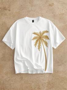 Manfinity VCAY Men's Elegant Modern 3D Diamond Decor T-Shirt Top Shirt - White - View 3