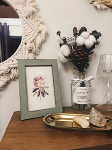 SHEIN 1pc Photo Frames, Rustic Wooden Picture Frames, Vintage 5-Inch Photo Holder, Farmhouse Style Wall Decor, Distressed Finish For Home & Office Display, Home Decor