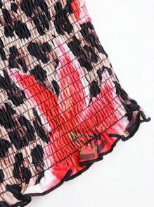 SHEIN Sweetro Bộ đồ hai mảnh thêu họa tiết da báo và chân váy nhiều lớp Y2K Outfit - Màu Hồng  Dưa hấu - Xem 5