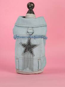 PETSIN 1 Stück universelle niedliche Quaste Stern Jacke für Haustiere, bequeme Version für kleine Hunde, kann Hundemode ziehen - Blau - Übersicht 4