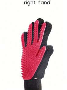 1pc Pet De-Shedding Glove, Five-Finger Grooming Brush For Cat And Dog, Pet Cleaning Supplies - Pink - View 4