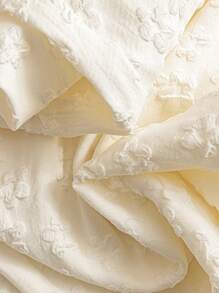 SHEIN LUNE 大码女式高腰宽松裤，优雅刺绣纹理，前系带，休闲日常穿着，简约休闲时尚，夏季，女性度假，女性海滩，波西米亚风格，春夏 - 杏色 - 查看 4